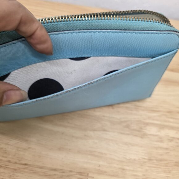 Kate Spade New York Round Zipper Wallet Cedar Street Lacey Light Blue - Picture 6 of 10